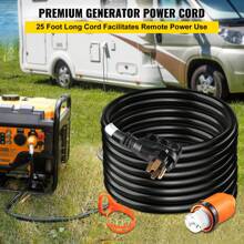 Heavy Duty Generator Cord, 10 Feet Generator Power Cord, 50AMP ETL Listed Cord, 12000 Watts Black Cable, SS2-50R Generator Plug, SS2-50P Extension Cord, 125/250V Generator Wire W/Portable Strap
