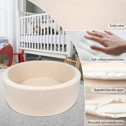 5 Colours Soft Teddy Fleece Foam Toddler Ball Pits For Kids Birthday Room Pool Tent Party,Toddlers Ideal Gifts For Girls And Boys, Indoor Outdoor Game House Baby Toy Infant Ball Pool (Balls NOT Included)