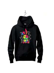 Men's Kangaroo Rabbit Hooded Sweatshirt - 黑色 - 查看 1