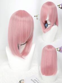 16 英寸合成动漫/角色扮演假发，彩色长刘海，齐肩剪裁，适合各种服装风格和场合