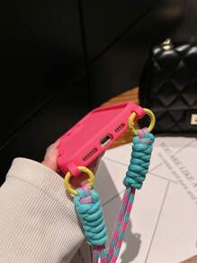 Minimalist Thick Anti-Drop Crossbody Strap Phone Case Compatible With IPhone 17 Pro Max/17 Pro/17 Air/17/16 Pro Max/16/16 Pro/16 Plus/15/15 Plus/15 Pro/15 Pro Max/11/12/13/14 Pro Max/XS/XR/11 Pro/11 Pro Max/12 Pro/12 Pro Max/13 Pro/13 Pro Max/7 Plus/14 Pro/14 Pro Max/14 Plus/7 Plus/8 Plus/8/SE2, Soft - Rose Red + Lanyard - View 9