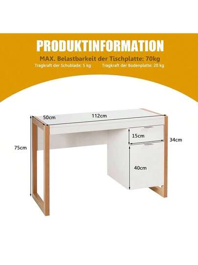 Computer Bureau Drawer Cabinet, Spacious Wooden Frame, Work Table, In Moderne Bedroom, Study, Office view 4