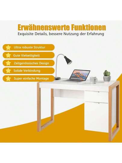 Computer Bureau Drawer Cabinet, Spacious Wooden Frame, Work Table, In Moderne Bedroom, Study, Office view 3