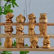 Creative Cartoon 12 Chinese Zodiac Animals Wooden Carving Hanging Accessory, Desk Decor Best Gifts Birthday - Multicolor - View 2