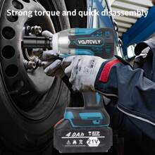 Cordless Electric Impact Wrench 1/2 Inch For Car Home, 580Ft-Lbs(800N.M) Brushless, 3300RPM High Torque Gun W/ 2x 4.0Ah Battery, Charger Tools