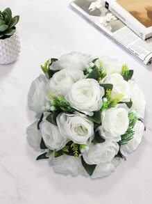 1 件，人造花球婚礼中心装饰假花玫瑰绣球花球布置中心装饰桌面人造丝花艺花束适用于婚礼派对家居装饰、情人节、礼物 - 彩色 - 查看 8