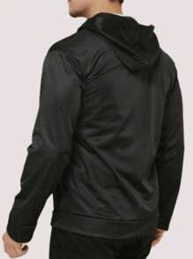 Windbreaker Jacket Men's Warm Coat - Black and White - View 5