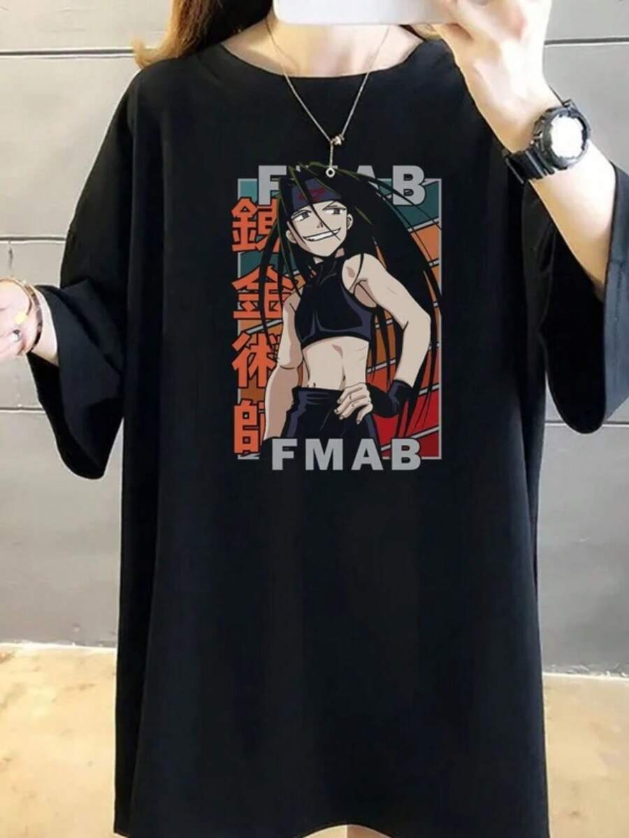 Anime Envy Fullmetal Unisex 100% Cotton Streetwear T-Shirt Launch Shipping In Various Colors!! - màu đen - Xem 1