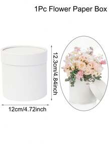 1Pc Flower Box Rose Boxes Round, Cardboard Box For Gift Candy Chocolate Packaging, Flowers For Delivery Prime Birthday Valentine's Day Gifts Wedding DIY Decoration(White) - White - View 2