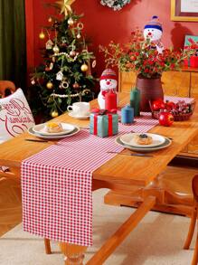 1 Peça Trilho de Mesa Xadrez Vermelho de Natal, Xadrez Vermelho e Branco Clássico, Adequado para Mesa de Jantar, Armários, Prateleiras, Capa Protetora, para Festas, Comemorações, Casamentos, Ano Novo, Decorações de Natal e Ação de Graças