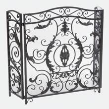 MERAX Fireplace Screens Fireplace Screen 53-Inch Floral Flower Decorative Black Metal Foldable Fireplace Screen Flat Fireplace Screens - Black+Silver - View 5