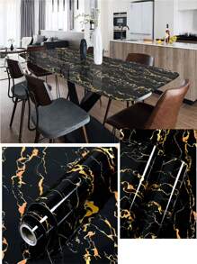 1Roll  PVC Self Adhesive Wallpaper Marble Stickers Waterproof Heat Resistant Kitchen Countertops Table Furniture Cupboard Wall Paper - Multicolor - View 53