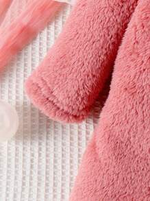 Baby Mädchen süßes Plüsch Langarm Kleid mit Schleifendekor, Frühling/Herbst - Pink - Übersicht 4