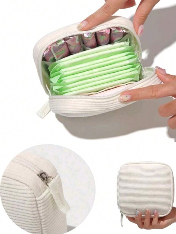 1 PC Autumn And Winter White Corduroy Sanitary Make Up Bag Pads Bag, Fashion Casual Portable Makeup Bag Sanitary Napkin Bag, Storage Cosmetic Bag For Wallet, Lipstick, Sanitary Napkins, Pads, Coins, Keys, Earpods, Earphones And Other Accessories, Cute Toiletry Organizer, Earrings, Bracelets, Necklaces, Glasses, Sunglasses, Girls, Candy, Nurses, Schoolgirls, Students. Makeup Travel Toiletry Organizer Essentials Gifts Storage Zipper Accessories Nail Bag, Makeup Bags, Small Makeup Bag,Makeup Pouch,Cosmetic Bag,Travel Essential,Large Capacity,Large Makeup Bag,Christmas Gifts,Pouch,Travel,Gifts For Women,Women's Necessaire,Travel Essential,Pouch,Clutch / Small Handbag,Necessaire,Makeup Organizer,Makeup Organize,Pouch,Brush Holder,Mini Pouch,Large Capacity Pouch
