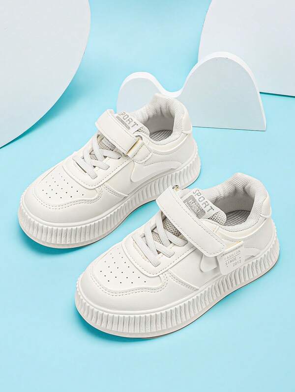 1 Pair Children's Shoes, Girls Classic Korean Version Thick-Soled Elevated Children's Sneakers, Sports Shoes, Hook-And-Loop, Leather Material, Breathable Mesh, Odor-Resistant, Anti-Slip, Outdoor Sports, Beach, Fashion, Comfortable, Casual, European And American Style, Youth Brilliance, Children Sports Shoes, Casual Sports Shoes TOP1 Best Selling List No.1