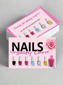 50 piezas Tarjetas de fidelidad de estilo push para salón de uñas, tarjetas de miembro para técnicos de uñas, tarjetas de cuidado posterior de uñas - Multicolor - Ver 1