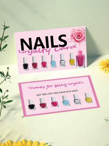 50 piezas Tarjetas de fidelidad de estilo push para salón de uñas, tarjetas de miembro para técnicos de uñas, tarjetas de cuidado posterior de uñas - Multicolor - Ver 3