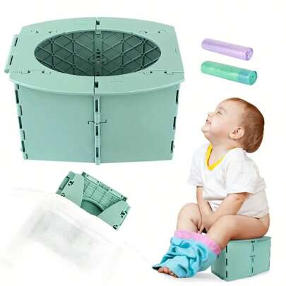 Children's Folding Toilet + Storage Bag + 1 Roll Of Cleaning Bag, Suitable For Toileting And Travel Use Baby Shower Family Decorations Gifts