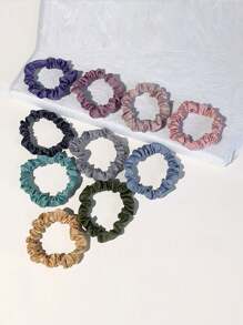 10pcs Simple Style Satin French Silk Large Ring, Ball Head Rope Hair Rope Headband, Women To Create Hair - Multicolor - View 9