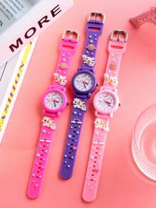 Three Affordable School Season Wristwatches For Boys And Girls Featuring Cute Unicorn, Space Man And Football Patterns. Round Shape, Adorable Design. Suitable For Children's Fashion And Versatile Quartz Watches. Perfect For Students As Fashionable School Supplies Or Gifts For Boys And Girls.