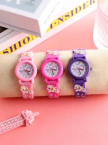 Three Affordable School Season Wristwatches For Boys And Girls Featuring Cute Unicorn, Space Man And Football Patterns. Round Shape, Adorable Design. Suitable For Children's Fashion And Versatile Quartz Watches. Perfect For Students As Fashionable School Supplies Or Gifts For Boys And Girls.