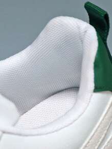 Patrón de letras con bloqueo de color Zapatos deportivos de pareja con cordones delanteros, pintura al óleo del bosque, zapatos deportivos para hombres con diseño de bloque de color azul y dibujos gráficos - Verde - Ver 5