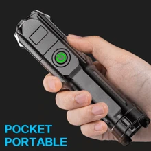Powerful LED Flashlight Torch 9900000LM Zoom USB Rechargeable Super Bright Lamp - Black - View 6