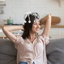 Máy mát xa đầu 8 điểm 360° 3 chế độ, mát xa tóc và da đầu, quà tặng hỗ trợ giấc ngủ. - trắng - Xem 6