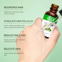 GZE 30ml 蓖麻油（带刷）有机冷榨己烷，无刺激，增稠睫毛、眉毛和头发。皮肤保湿和护发入门套装