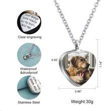 Mặt dây chuyền bình đựng tro cốt cho thú cưng được cá nhân hóa, khắc tên/ảnh/ngày tùy chỉnh, mặt dây chuyền lưu niệm - Bạc - Xem 7