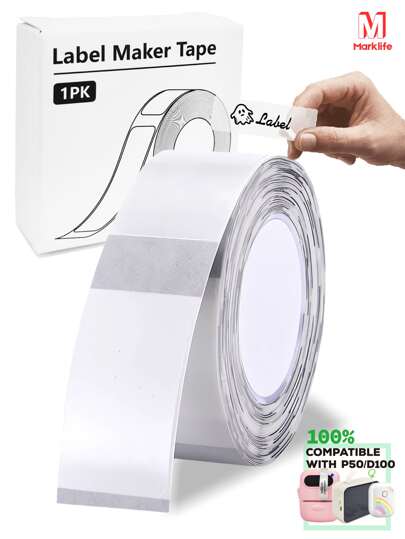  Marklife Şeffaf Etiket Yapıcı Bant, Termal Şeffaf Etiket Kağıdı, P50/P15/P12 Etiket Yapıcıyla Uyumlu Kendinden Yapışkanlı Etiketler, 12X40mm (0,47" X 1,58") 200 Etiket/Rulo, 1 Rulo, Şeffaf Üzerine Siyah