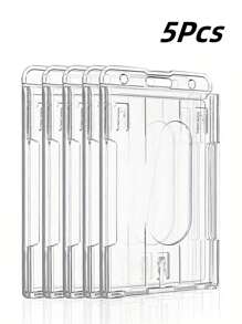 5 件硬塑料徽章夹透明 ID 徽章名称带方便取用的拇指槽可容纳 2 张卡片垂直样式用于展览证件员工姓名员工标签通行证 ID 卡透明巴士保护套定制插入卡夹卡夹钱包名片夹信用卡夹女士男士卡片钱包 - 無色 - 查看 1