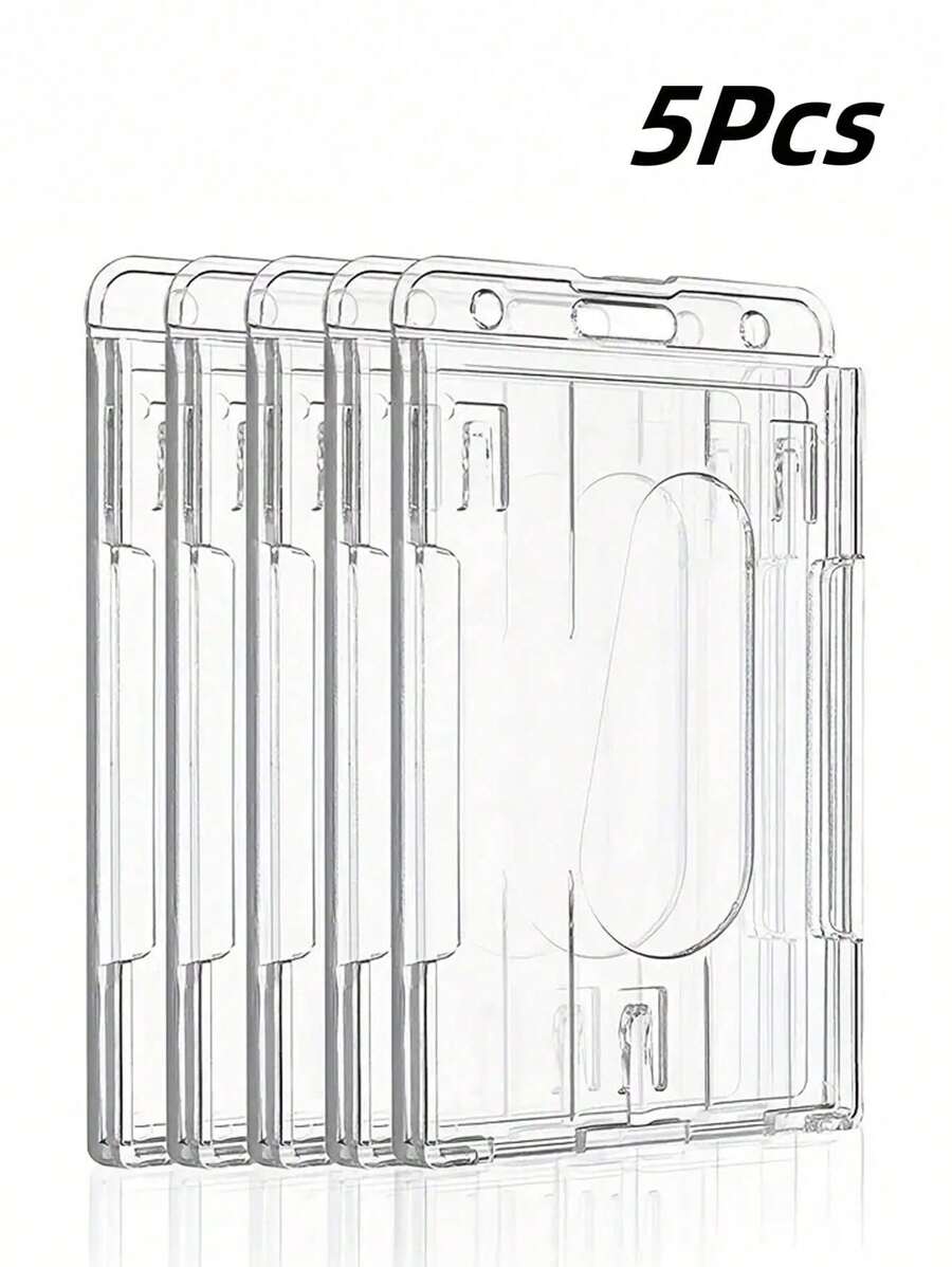 5 chiếc giá đỡ thẻ nhựa cứng trong suốt có khe cắm ngón tay cái dễ dàng truy cập, đựng 2 thẻ theo chiều dọc, dùng cho triển lãm, tên nhân viên, thẻ nhân viên, thẻ ID, hộp bảo vệ xe buýt trong suốt, giá đỡ thẻ chèn tùy chỉnh, ví đựng thẻ, giá đỡ danh thiếp, giá đỡ thẻ tín dụng cho phụ nữ, ví đựng thẻ cho nam giới - Trong sáng - Xem 1