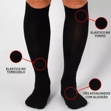 Kit 3 Black Socks For Children And Youth Comfortable Football Set 22 To 27 And 28 To 34 - 黑色 - 查看 3