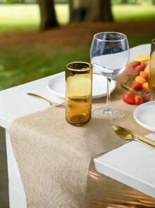 1pc Vintage Burlap Hessian Table Runner, For Outdoor Gathering Party, Natural Jute Country Party Decoration Home Textiles For Home Decor. - Ginger - View 6