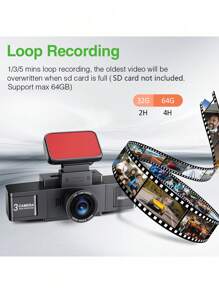 GMAIPOP 1pc Dash Cam 3 Channel Video Recorder Three Lens Car Camera Black Box