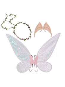 1set 3pcs Angel Butterfly Wing Set, Halloween  Ears Princess Fairy Party Cosplay Props - Multicolor - View 6