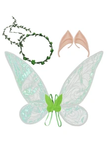 1set 3pcs Angel Butterfly Wing Set, Halloween  Ears Princess Fairy Party Cosplay Props - Multicolor - View 4