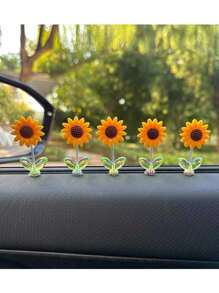 Sunflower Nodding Flower Cute Car Decor Ornament For Dashboard,Interior Accessory - one-size - View 3