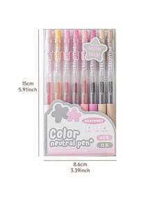 8 支四季彩色中性笔套装干玫瑰色和微风蓝多色凝胶色 0.5 毫米圆珠笔用于书写绘画
