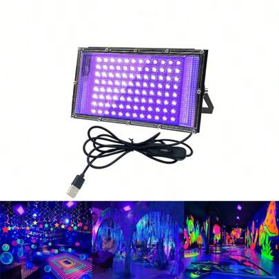 1pc 96 LED UV Black Light, With On/Off Switch - Ideal For Glow Parties, Halloween And Body Painting | Metal Structure, USB Powered Glow Accessory