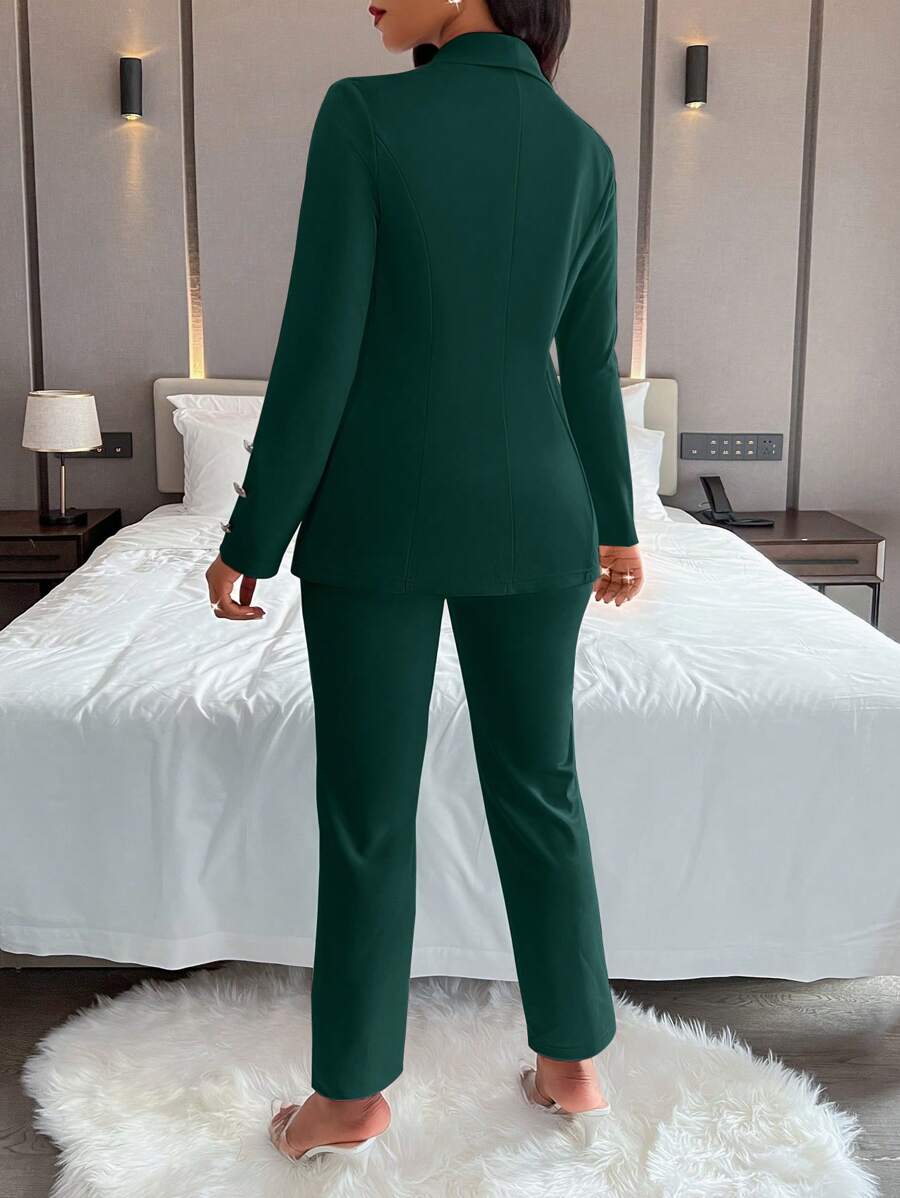 AIJ Set de costum cu mânecă lungă, minimalist, de culoare solidă, pentru femei Amarilo, de primăvară - imagine 2