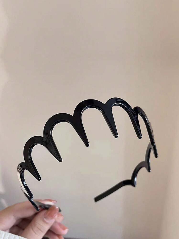 Diadema con peine de plástico negro con forma de diente de tiburón en zigzag para mujeres - Multicolor - Añade 4