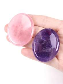 2pcs/Set Thumb Worry Stone Stress Relief Healing Crystals Set White Crystal Amethyst Rose Quartz Hand Carved Gemstone Lovely Healing Stone Meditation Reiki Oval Palm Stone Ideal Gift - 2pcs/set - View 9