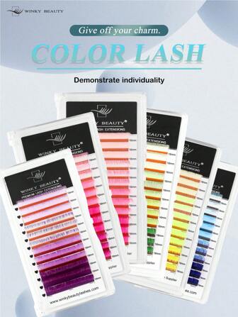 Winky Beauty Macaron Color Colored Eyelash Extension 12 Rows Lash Cluster Individual 8 Colors Rainbow Rose Pink Green Blue Purple Yellow Faux Mink Color Eyelashes Colorful Eyelash Makeup Cilios For Women Professional Volume Individual Single Classic Eyelashes Russian Soft Personal Artificial Cilios Premium Cashmere Beauty Salon Lash Trays Stylists Lash Supplies For Halloween Makeup Tools 0.07mm All Saints' Day