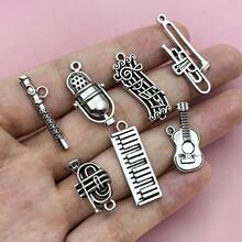 10/15pcs Mixed Styles Musical Instrument Charms  Music Sign Microphone Guitar Charms Artist Charms For Jewelry Making Bulk - One Size Fits All - View 6