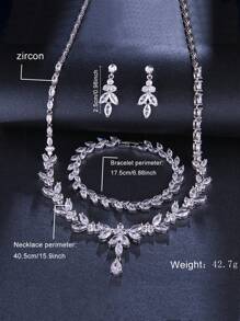 3 件套豪華銅和方晶鋯石鑲嵌女式銀項鍊和耳環套裝,非常適合派對和婚禮