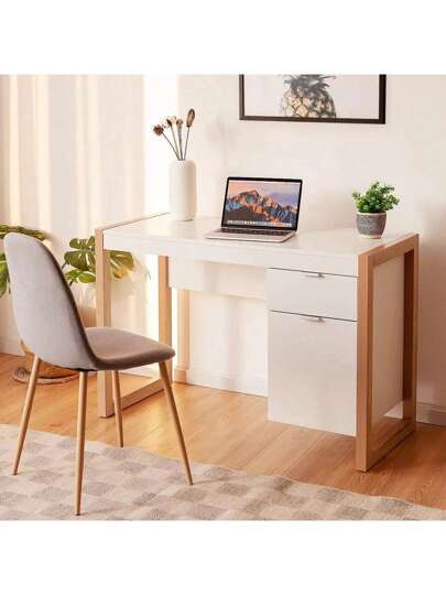 Computer Bureau Drawer Cabinet, Spacious Wooden Frame, Work Table, In Moderne Bedroom, Study, Office