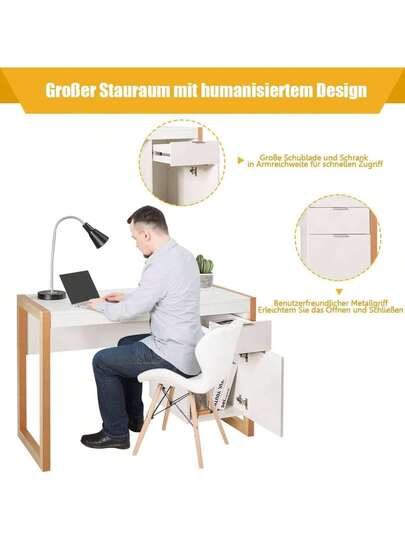 Computer Bureau Drawer Cabinet, Spacious Wooden Frame, Work Table, In Moderne Bedroom, Study, Office view 5