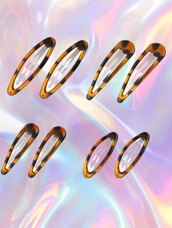 2pcs Vintage Leopard Print Amber Color BB Clips Side Bangs Hair Clips Hair Claws Hair Barrettes, School Stuff, Hair Accessories